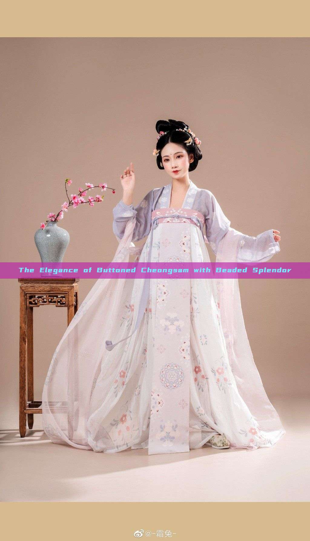 The Elegance of Buttoned Cheongsam with Beaded Splendor The Elegance of Buttoned Cheongsam with Beaded Splendor