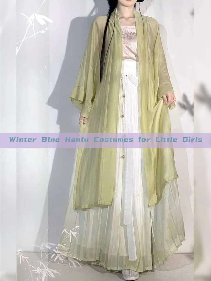 Winter Blue Hanfu Costumes for Little Girls Winter Blue Hanfu Costumes for Little Girls
