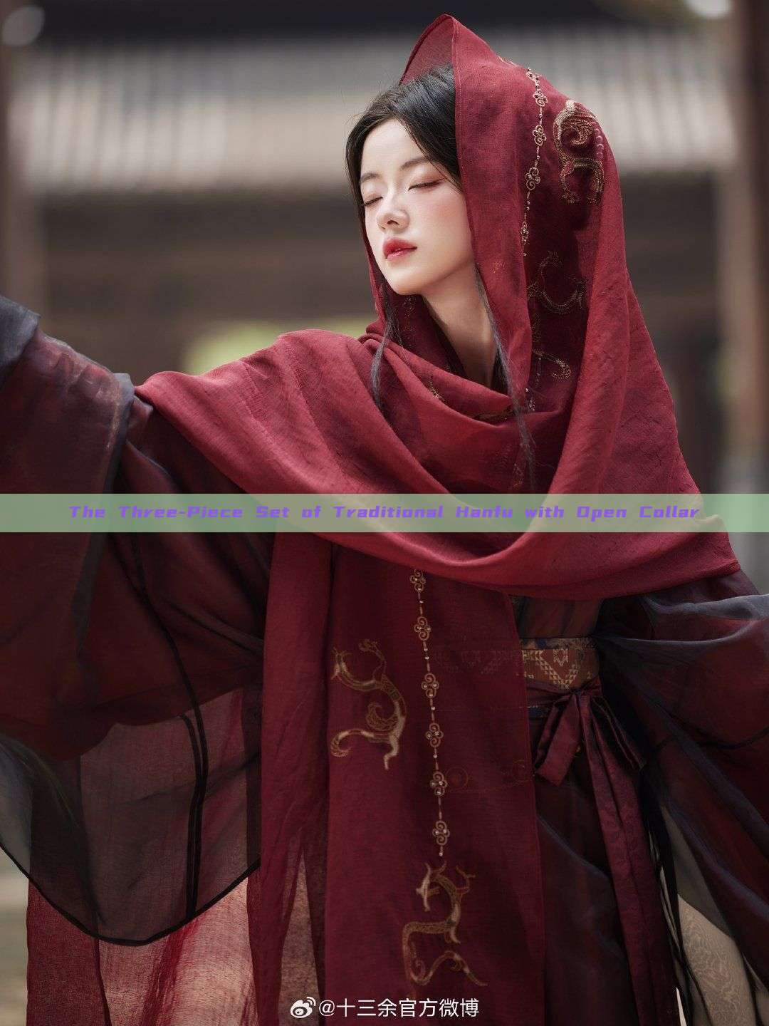 The Three-Piece Set of Traditional Hanfu with Open Collar The Three-Piece Set of Traditional Hanfu with Open Collar