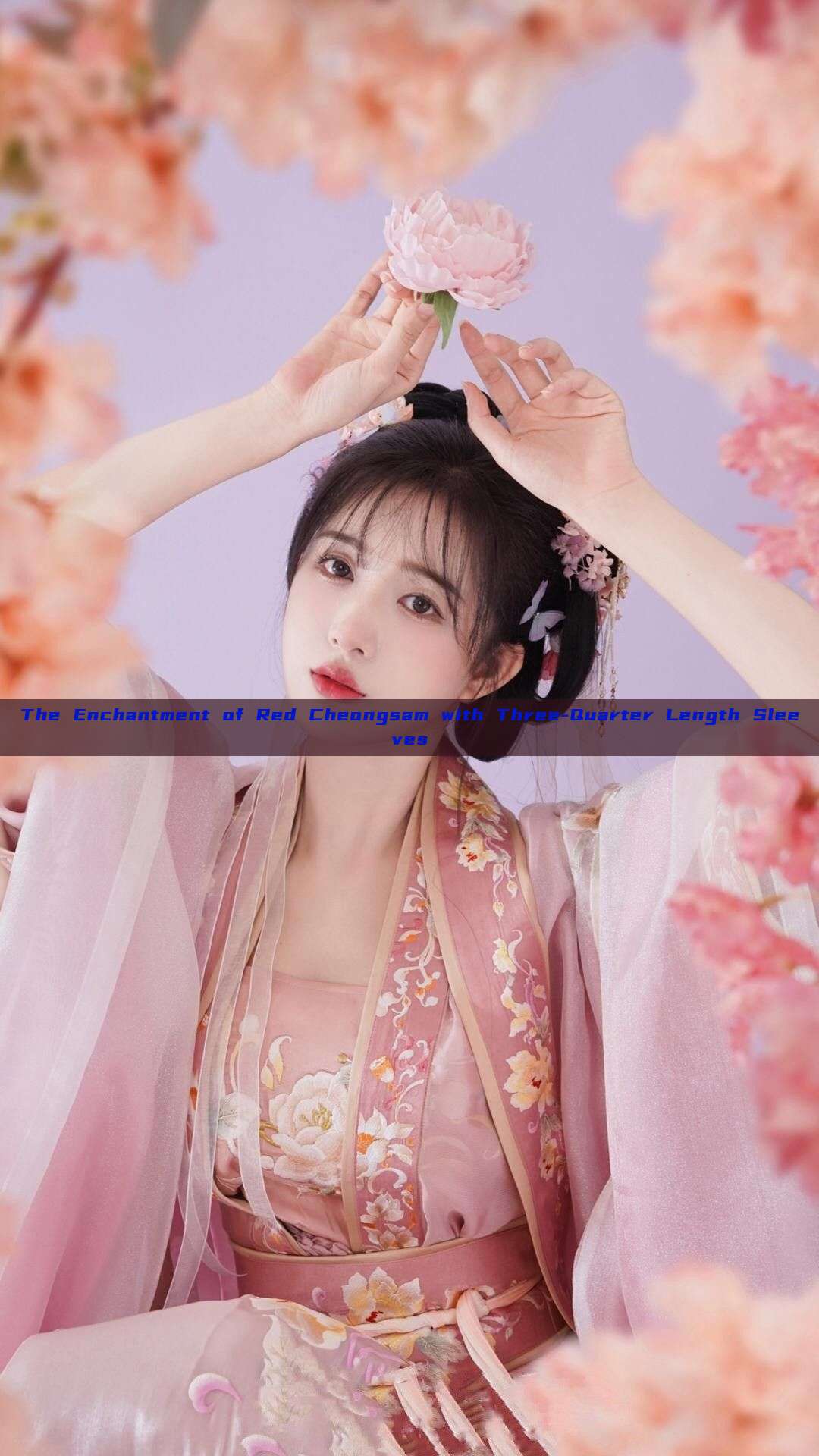 The Enchantment of Red Cheongsam with Three-Quarter Length Sleeves The Enchantment of Red Cheongsam with Three-Quarter Length Sleeves