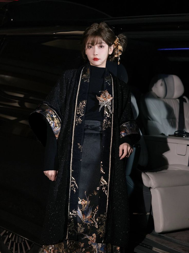 The Elegance of a Black Cheongsam with an Open Cardigan Jacket The Elegance of a Black Cheongsam with an Open Cardigan Jacket