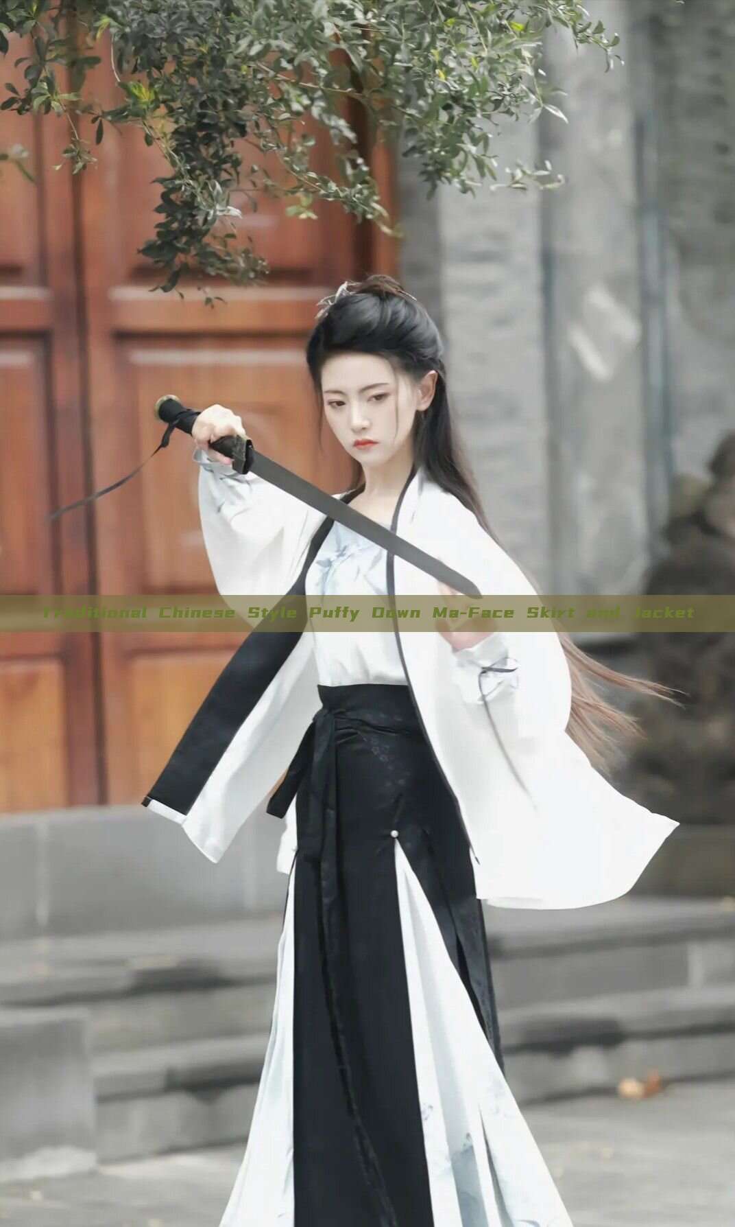 Traditional Chinese Style Puffy Down Ma-Face Skirt and Jacket Traditional Chinese Style Puffy Down Ma-Face Skirt and Jacket