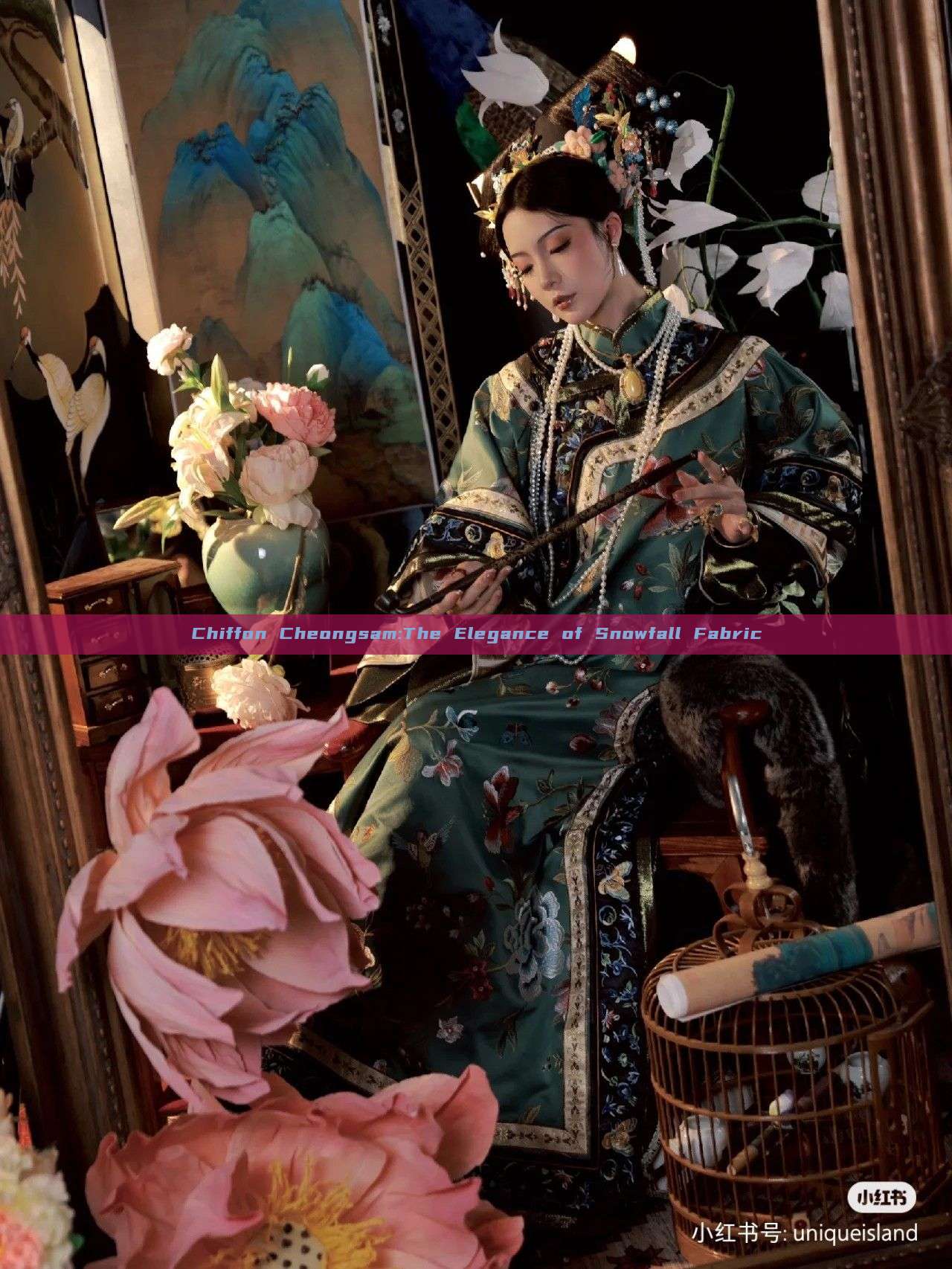 Chiffon Cheongsam:The Elegance of Snowfall Fabric Chiffon Cheongsam:The Elegance of Snowfall Fabric