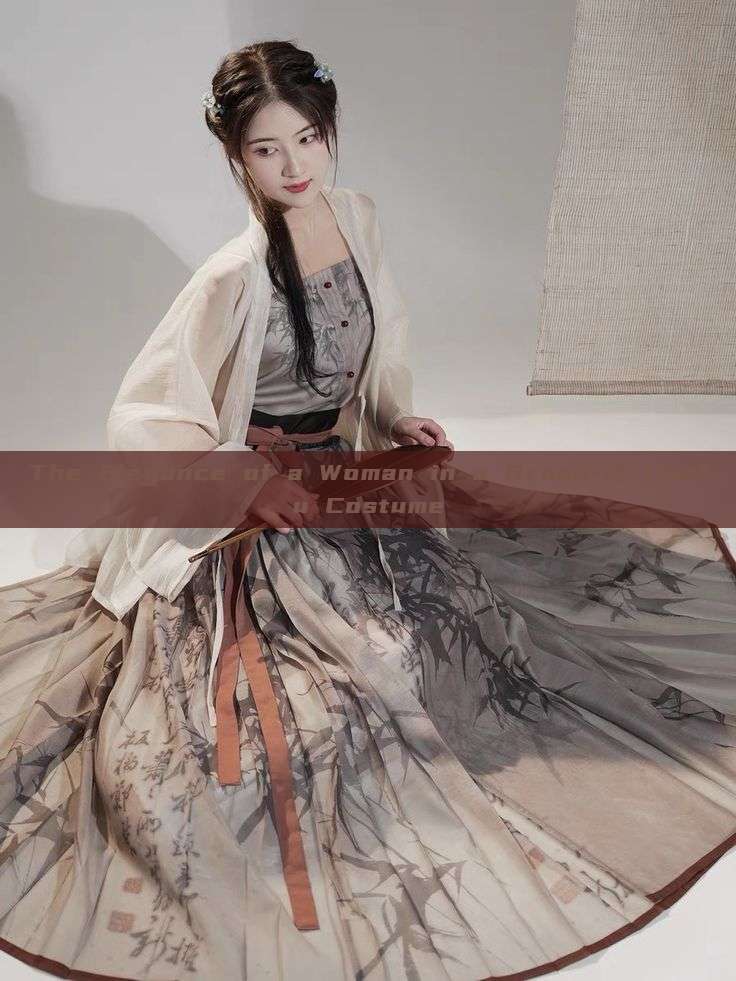 The Elegance of a Woman in a Broad-袖 Hanfu Costume The Elegance of a Woman in a Broad-袖 Hanfu Costume