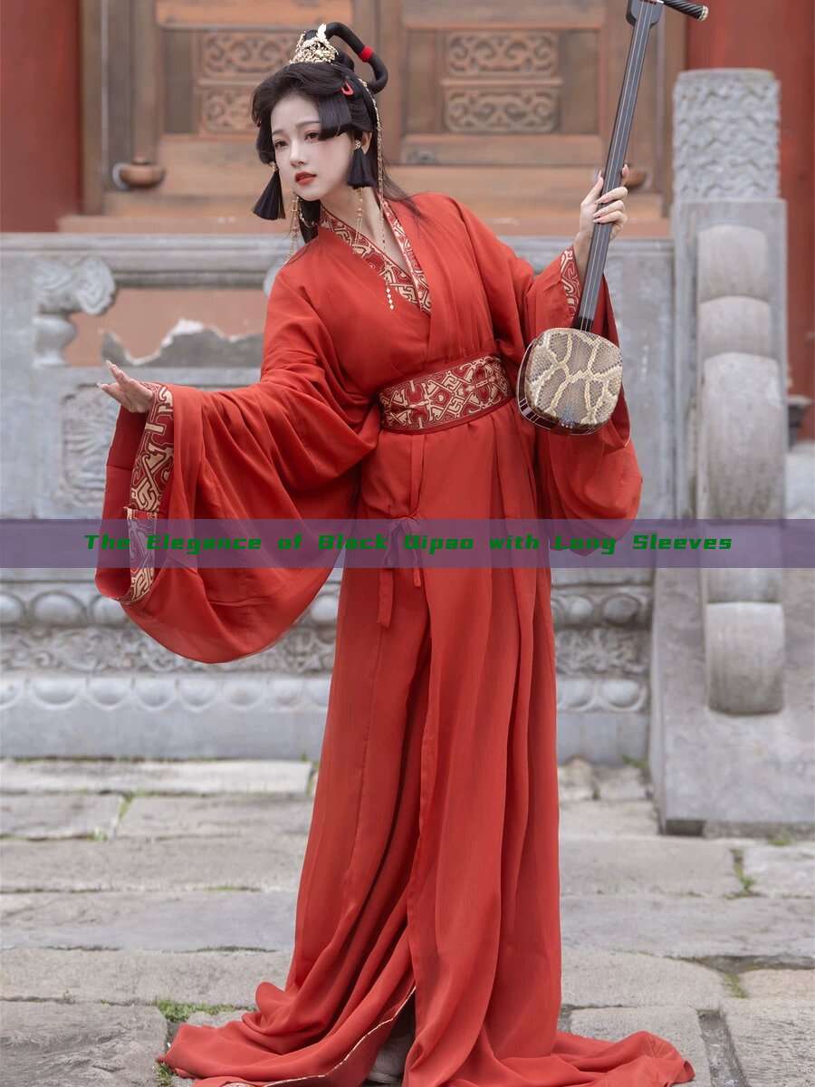 The Elegance of Black Qipao with Long Sleeves The Elegance of Black Qipao with Long Sleeves