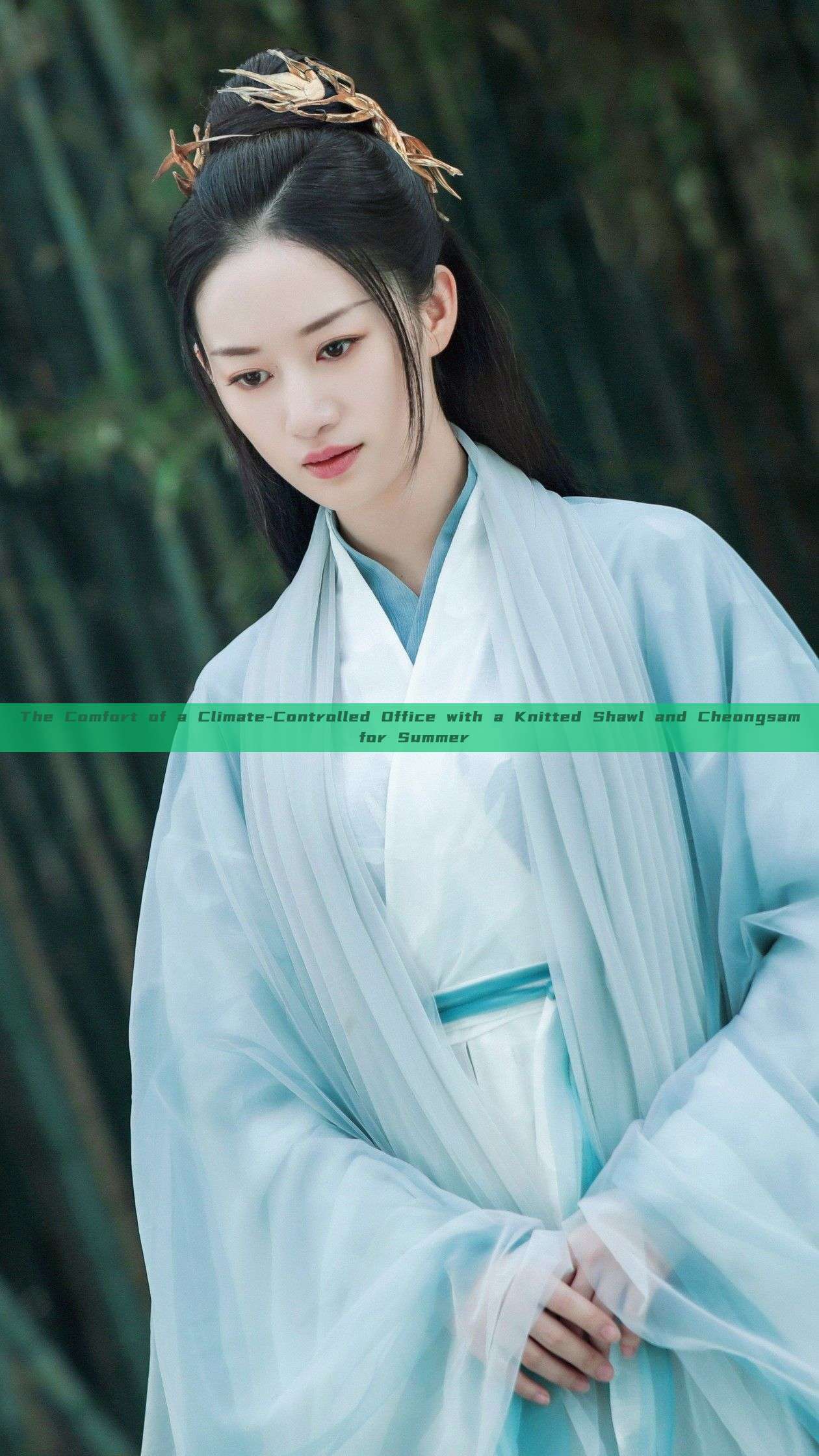 The Comfort of a Climate-Controlled Office with a Knitted Shawl and Cheongsam for Summer The Comfort of a Climate-Controlled Office with a Knitted Shawl and Cheongsam for Summer