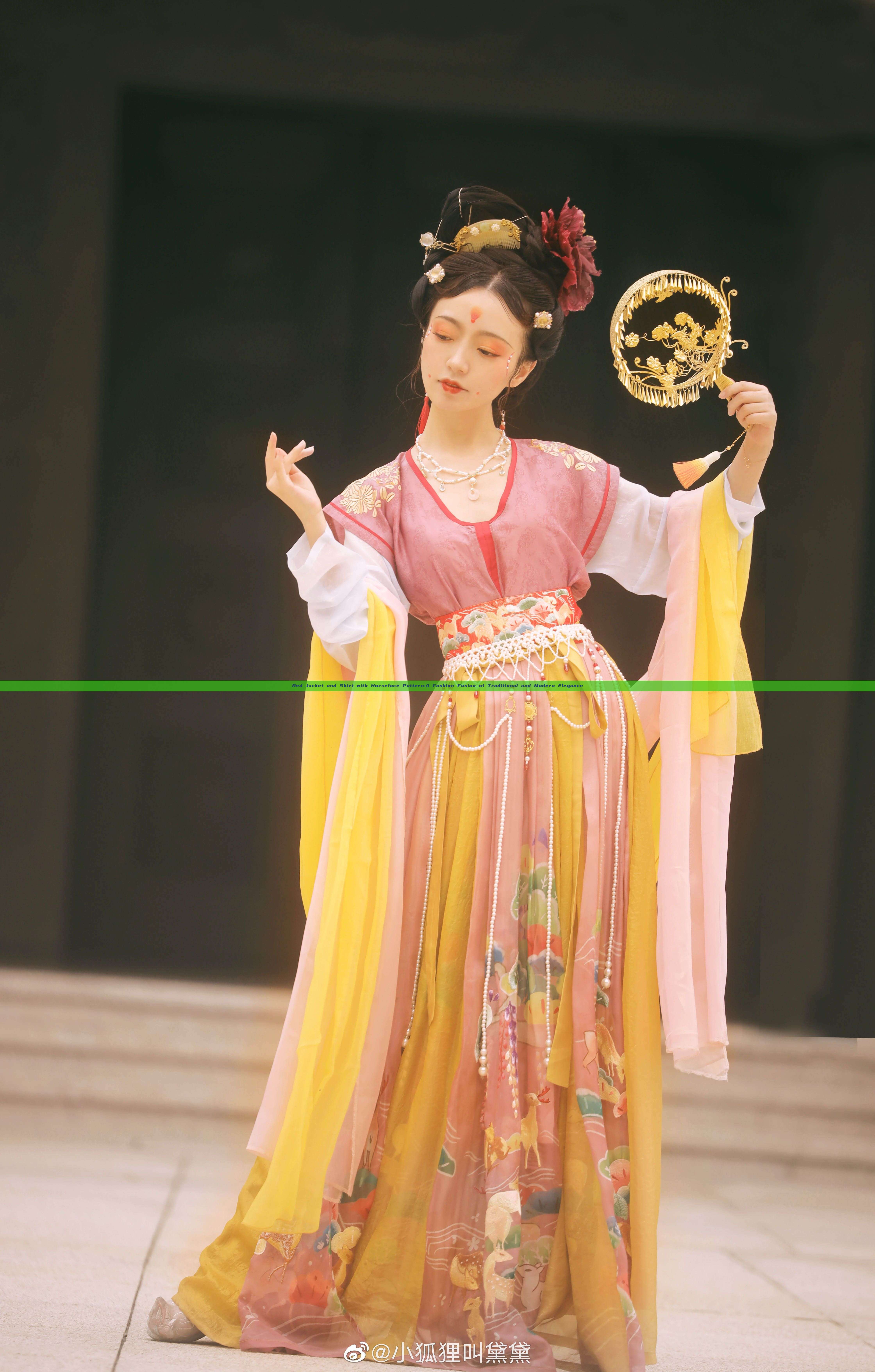 Red Jacket and Skirt with Horseface Pattern:A Fashion Fusion of Traditional and Modern Elegance Red Jacket and Skirt with Horseface Pattern:A Fashion Fusion of Traditional and Modern Elegance