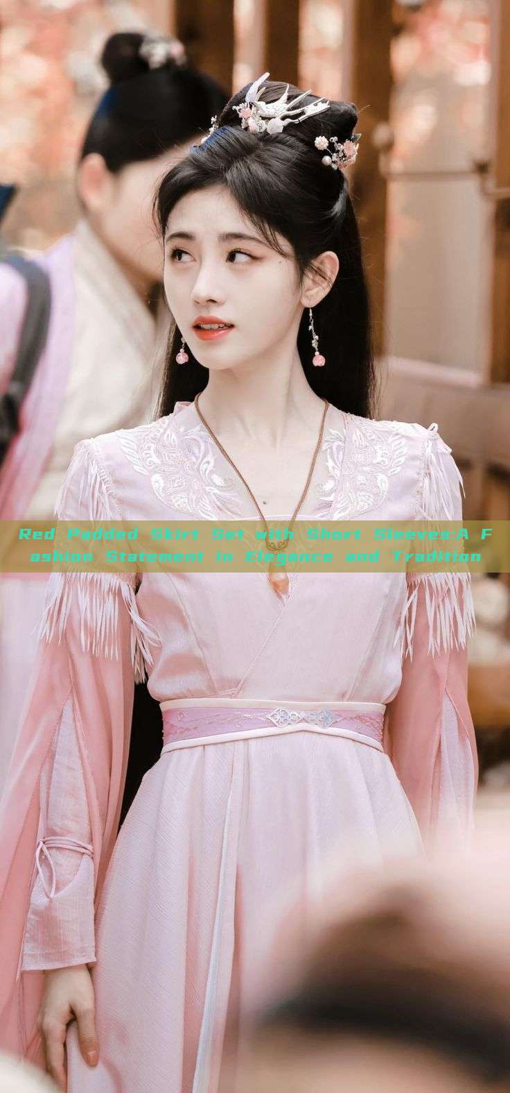 Red Padded Skirt Set with Short Sleeves:A Fashion Statement in Elegance and Tradition