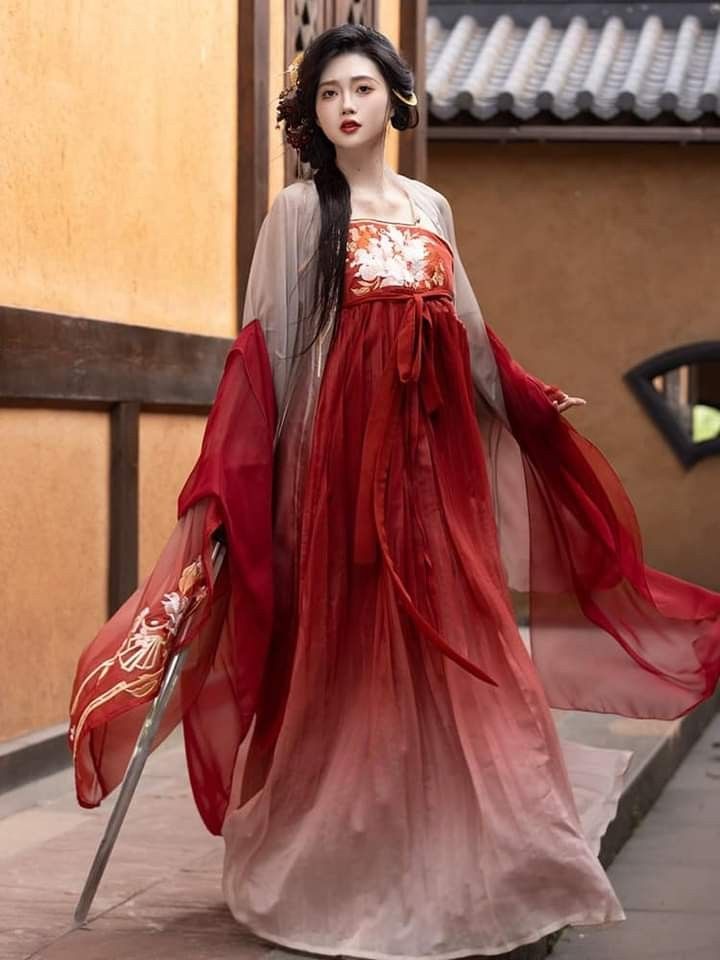 Red Blouse and Skirt with a Horseface Design:Fashion Fusion of Traditional and Modern Elegance Red Blouse and Skirt with a Horseface Design:Fashion Fusion of Traditional and Modern Elegance