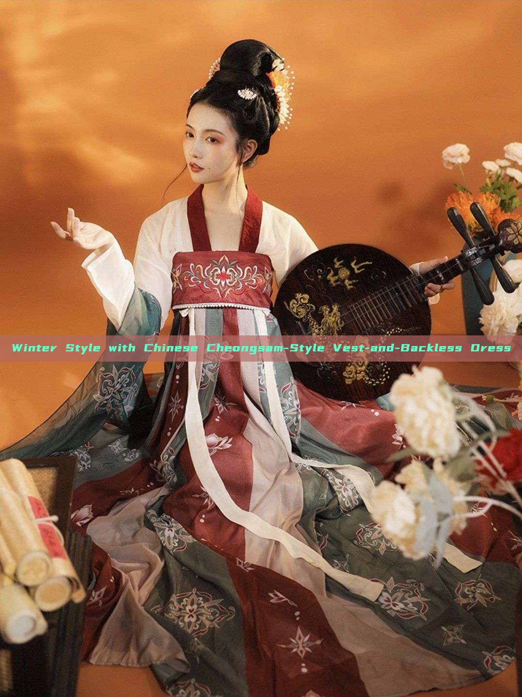 Winter Style with Chinese Cheongsam-Style Vest-and-Backless Dress Winter Style with Chinese Cheongsam-Style Vest-and-Backless Dress